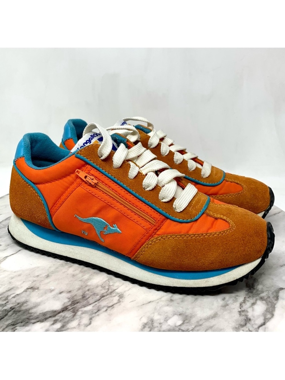 KangaROOS Ruby Pocket Orange/Blue Athletic Sneakers 7 Sporty Retro Athleisure